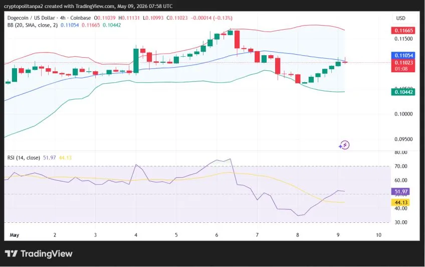 مخطط سعر DOGE/USD على مدى 4 ساعات.