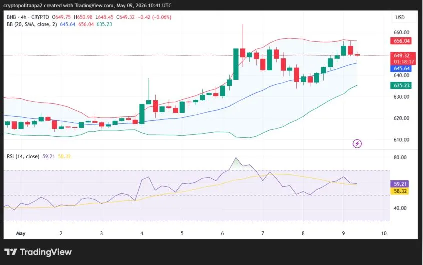 مخطط سعر BNB/USD على مدى 4 ساعات.