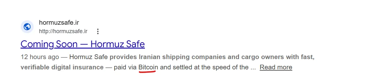 Hormuz Safe Bitcoin insurance portal