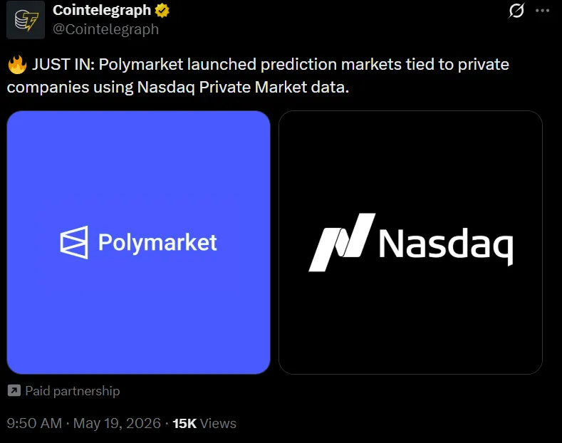Polymarket Nasdaq Private Market partnership