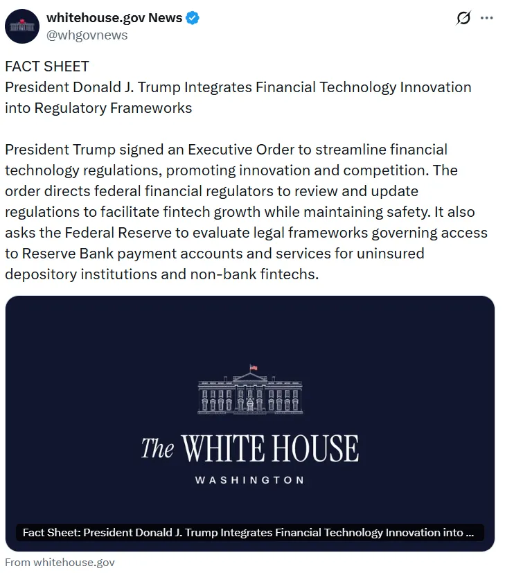 Trump signs fintech executive order