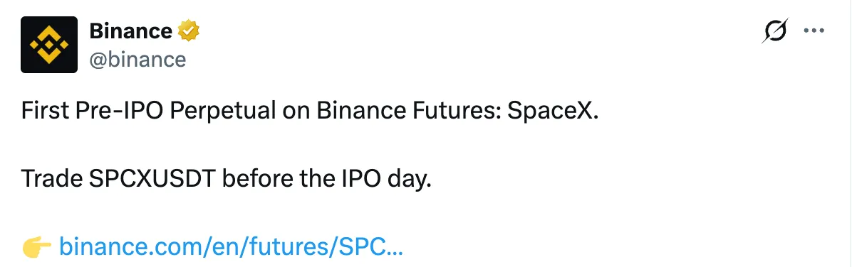 Binance pre-IPO perpetual futures launch