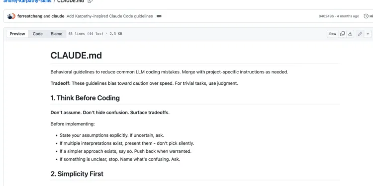 CLAUDE.md四大编码准则GitHub登顶