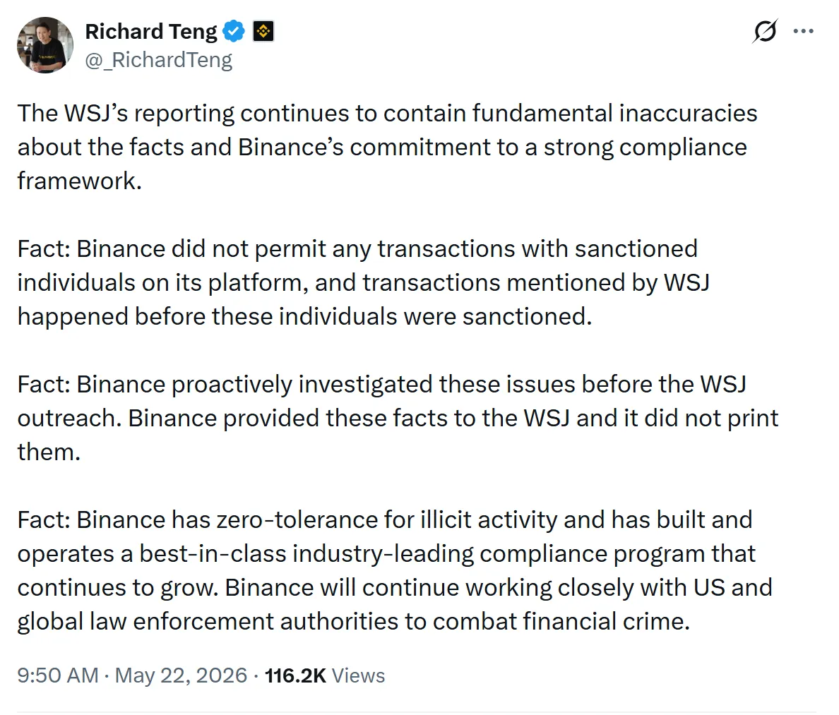 Binance Iran transactions allegations