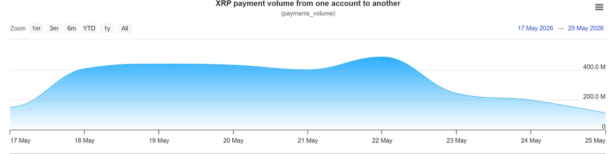 حجم مدفوعات الحساب إلى الحساب على دفتر XRP