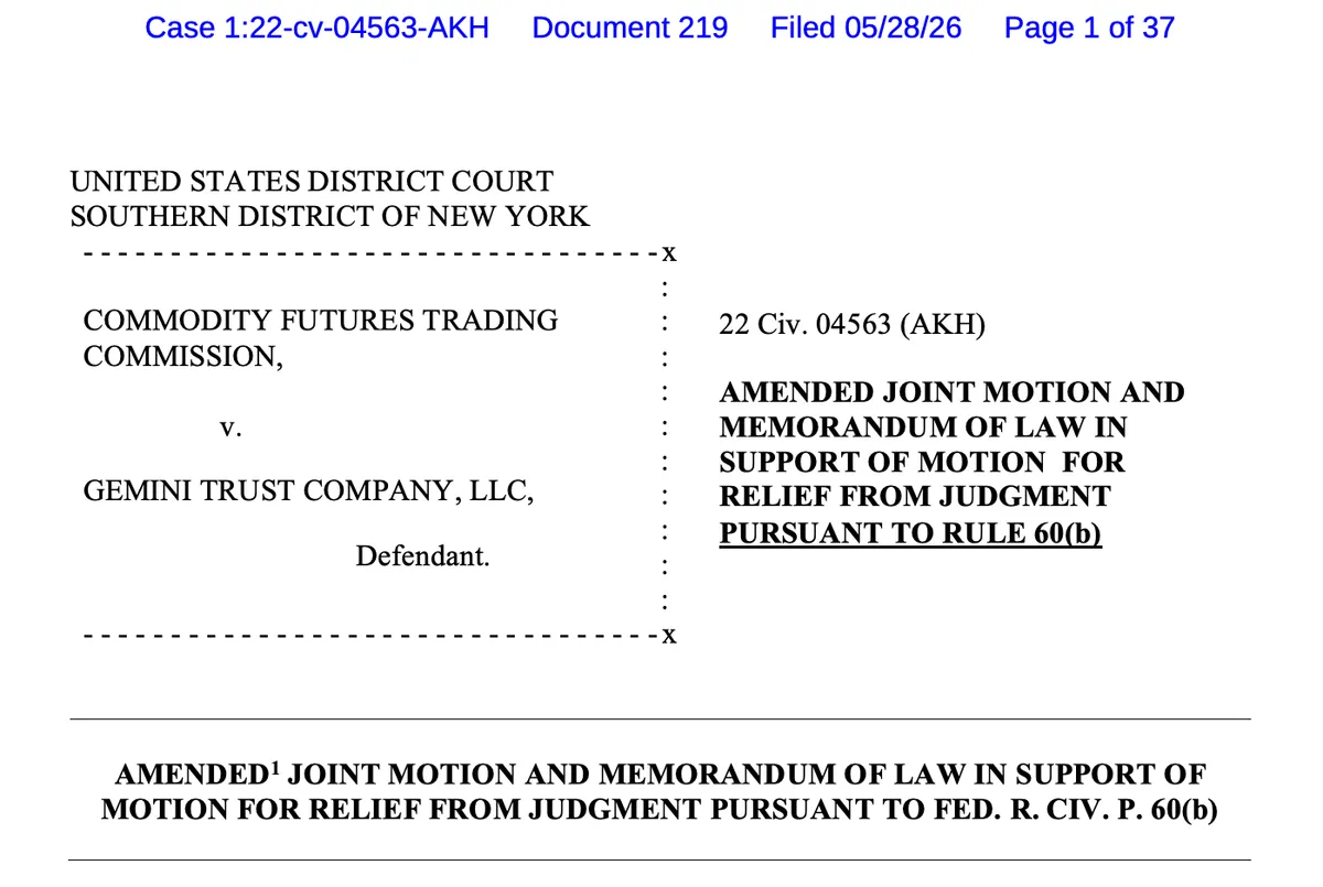 CFTC amended motion filed in SDNY