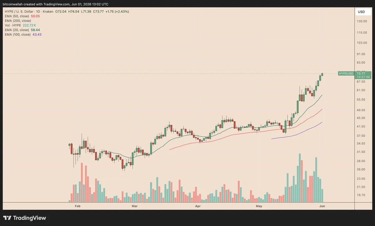 HYPE bull pennant breakout chart