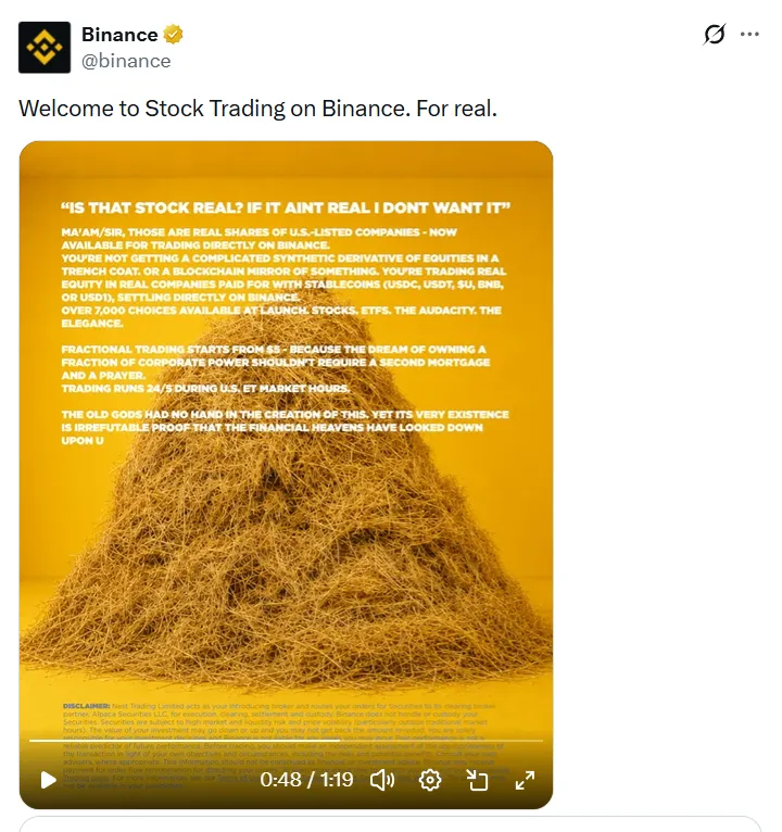 Binance tokenized equities launch