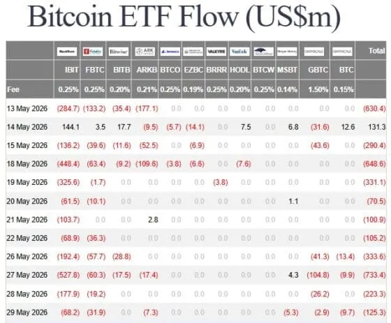 미국 비트코인 ETF 자금 유출입 현황