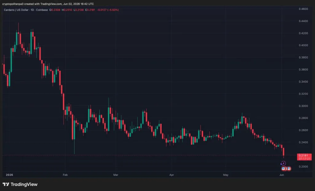 مخطط سعر زوج ADAUSD ليوم واحد من TradingView