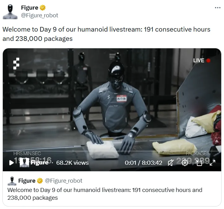 Figure humanoid robots sorting packages