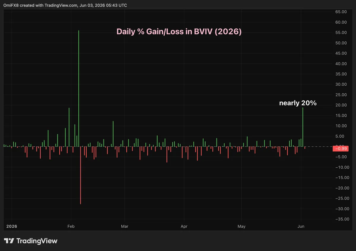 BVIV's daily swings in percentage. (TradingView)