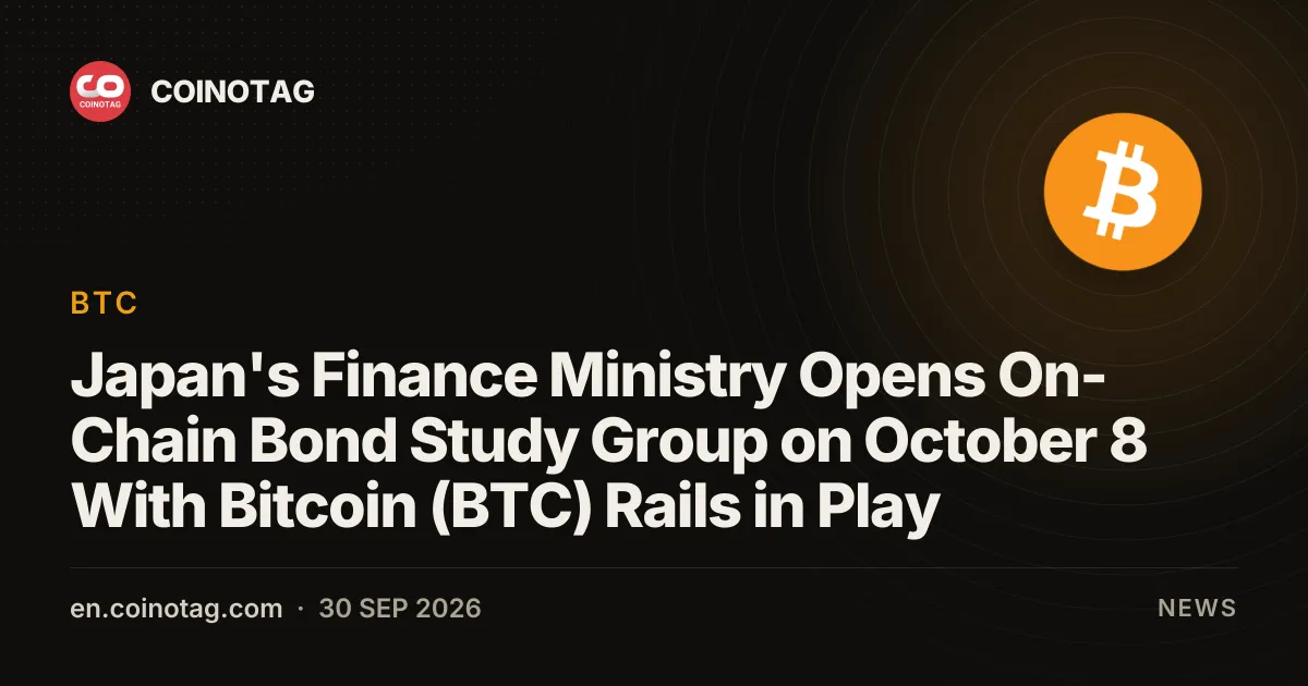 Japan's Finance Ministry Opens On-Chain Bond Study Group on October 8 With Bitcoin (BTC) Rails in Play