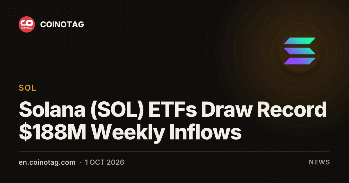 Solana (SOL) ETFs Draw Record $188M Weekly Inflows