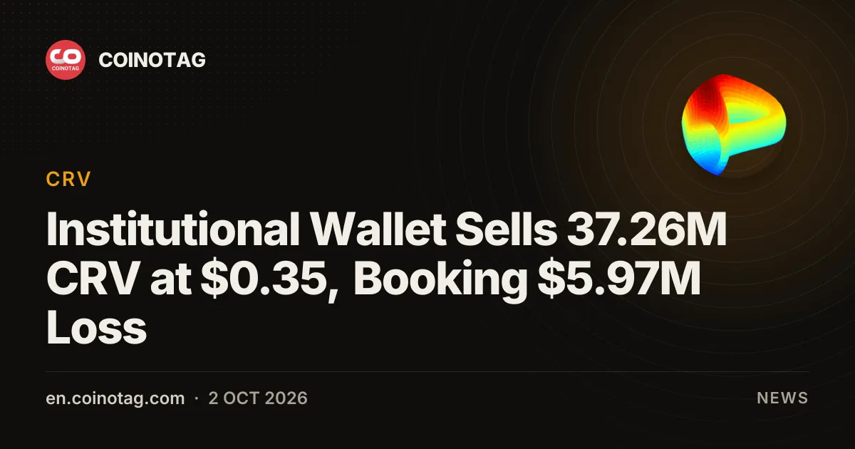 Institutional Wallet Sells 37.26M CRV at $0.35, Booking $5.97M Loss