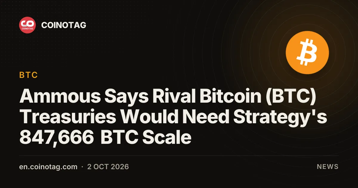Ammous Says Rival Bitcoin (BTC) Treasuries Would Need Strategy's 847,666 BTC Scale