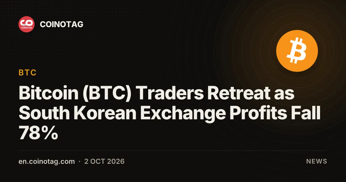 Bitcoin (BTC) Traders Retreat as South Korean Exchange Profits Fall 78%