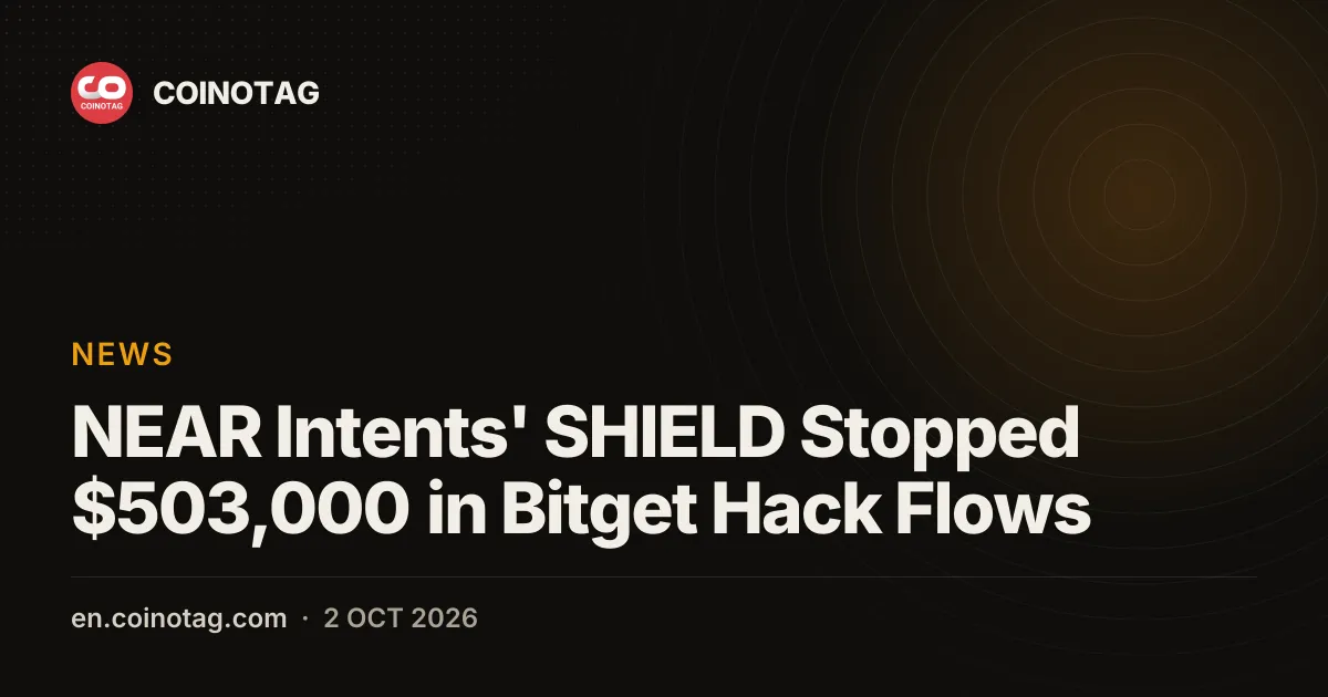 NEAR Intents' SHIELD Stopped $503,000 in Bitget Hack Flows