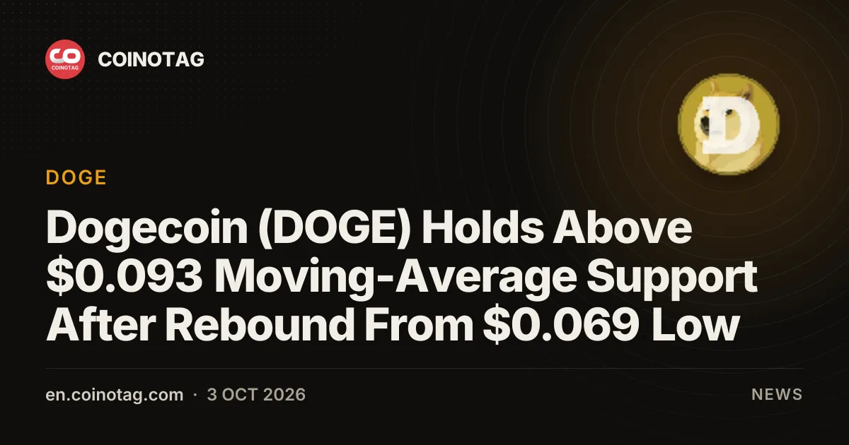 Dogecoin (DOGE) Holds Above $0.093 Moving-Average Support After Rebound From $0.069 Low