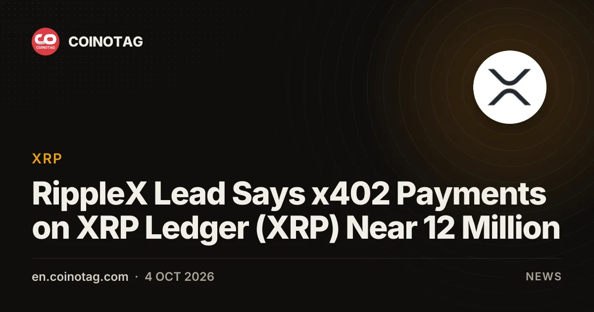 RippleX Lead Says x402 Payments on XRP Ledger (XRP) Near 12 Million
