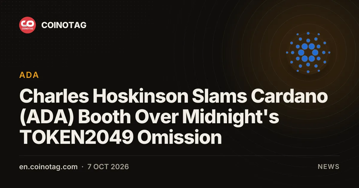 Charles Hoskinson Slams Cardano (ADA) Booth Over Midnight's TOKEN2049 Omission