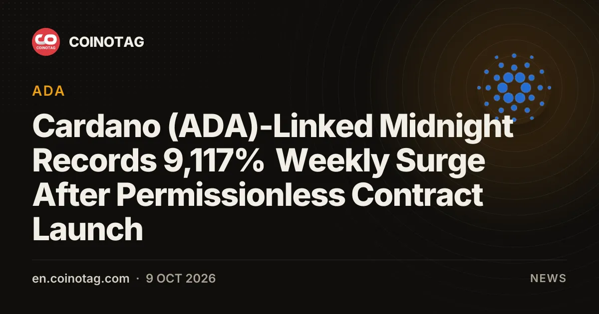 Cardano (ADA)-Linked Midnight Records 9,117% Weekly Surge After Permissionless Contract Launch