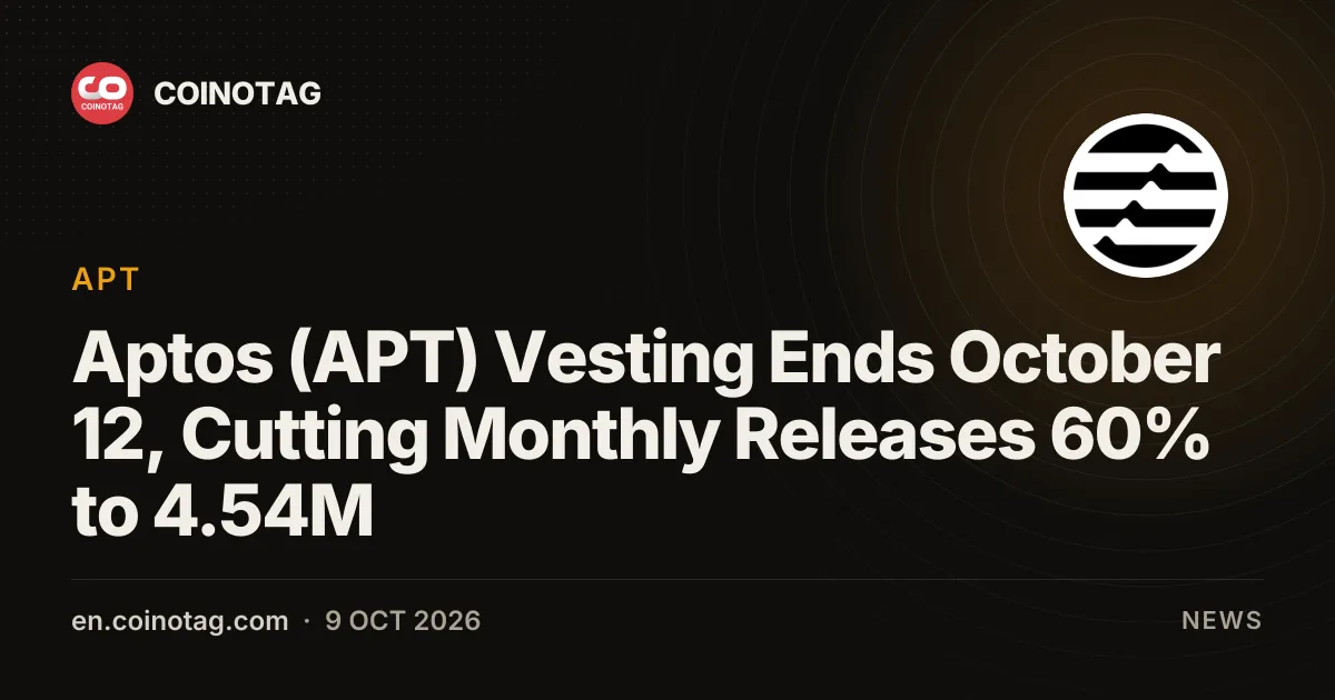 Aptos (APT) Vesting Ends October 12, Cutting Monthly Releases 60% to 4.54M