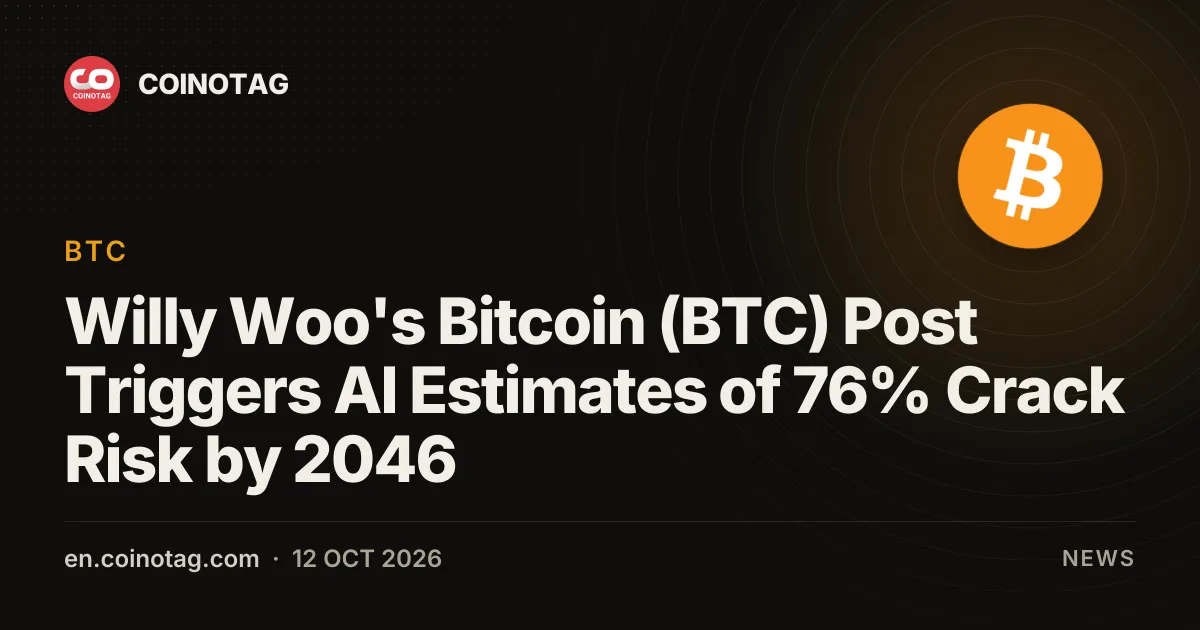 Willy Woo's Bitcoin (BTC) Post Triggers AI Estimates of 76% Crack Risk by 2046
