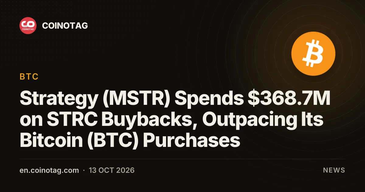 Strategy (MSTR) Spends $368.7M on STRC Buybacks, Outpacing Its Bitcoin (BTC) Purchases