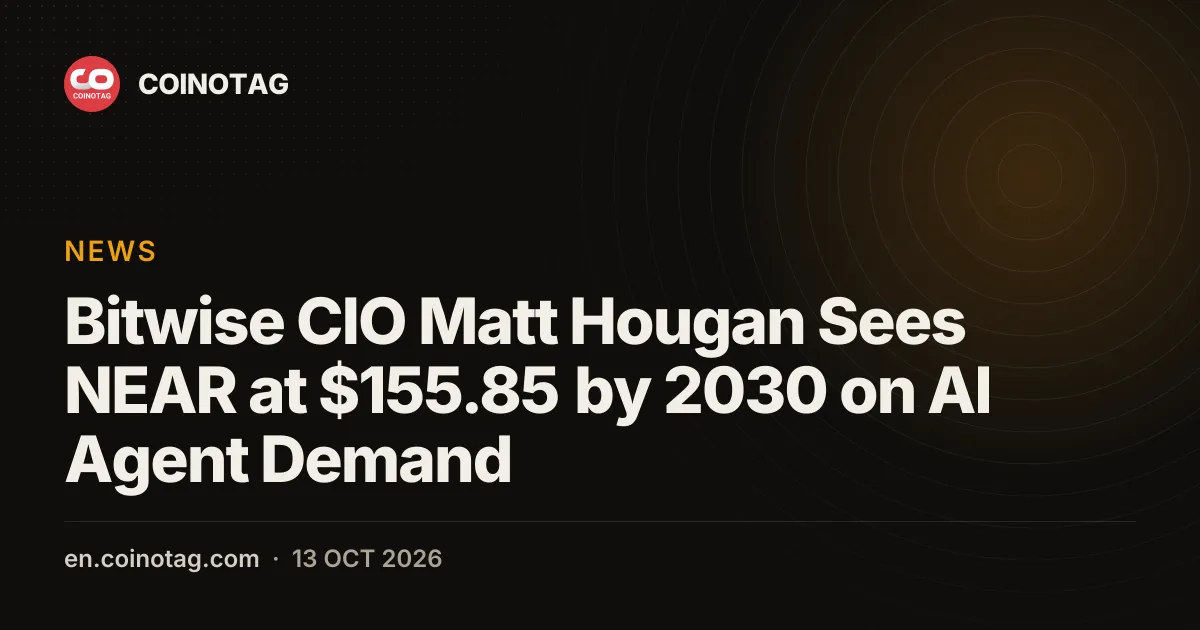 Bitwise CIO Matt Hougan Sees NEAR at $155.85 by 2030 on AI Agent Demand