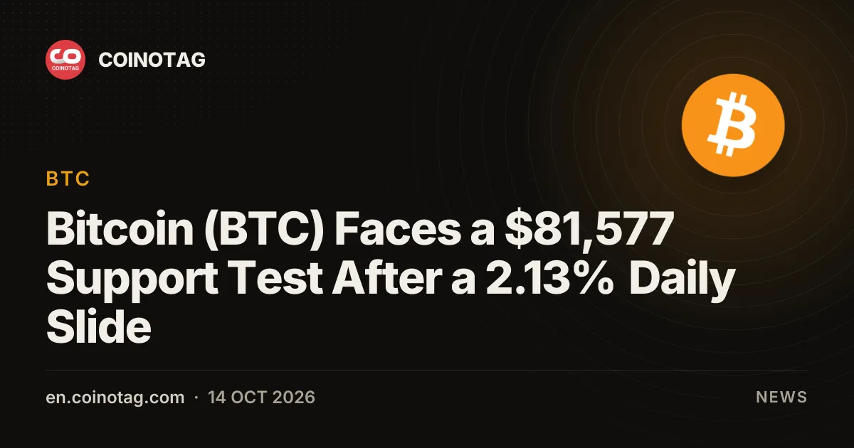 Bitcoin (BTC) Faces a $81,577 Support Test After a 2.13% Daily Slide