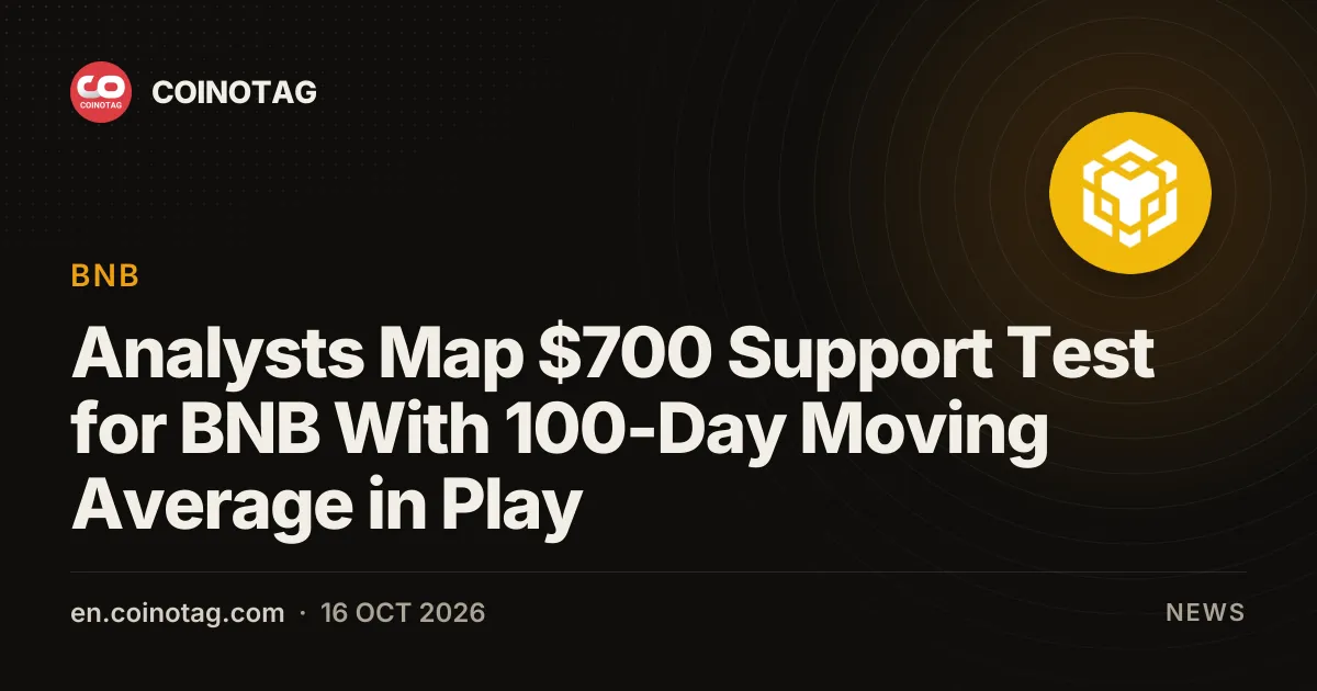 Analysts Map $700 Support Test for BNB With 100-Day Moving Average in Play