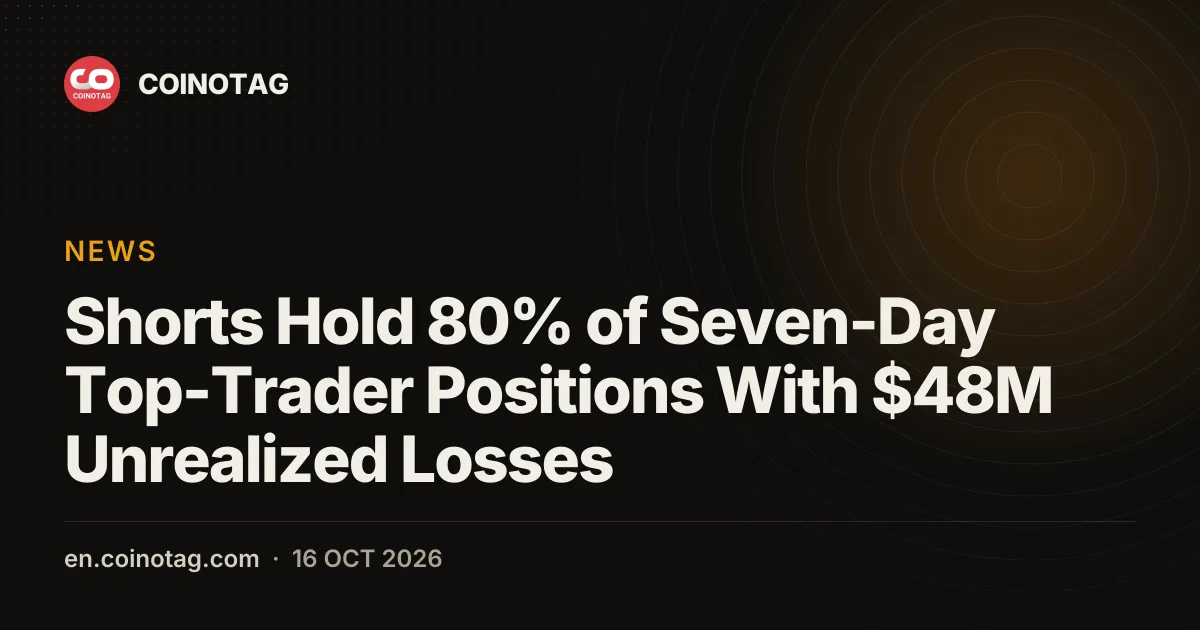 Shorts Hold 80% of Seven-Day Top-Trader Positions With $48M Unrealized Losses