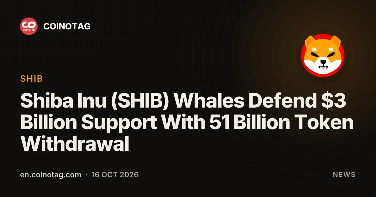 Shiba Inu (SHIB) Whales Defend $3 Billion Support With 51 Billion Token Withdrawal