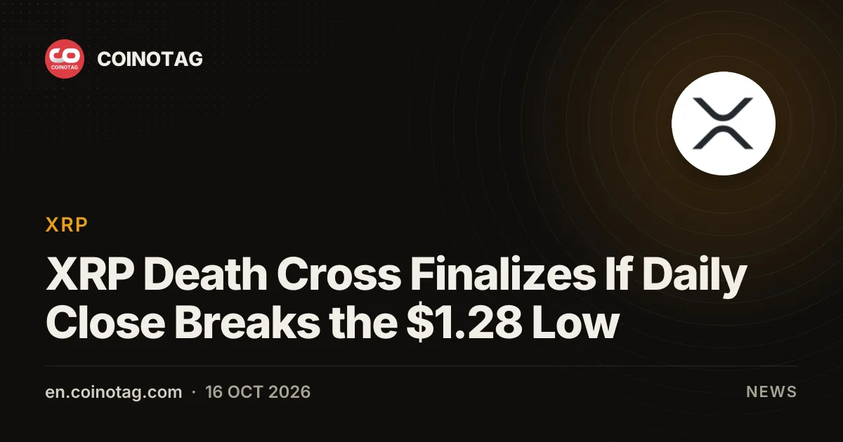 XRP Death Cross Finalizes If Daily Close Breaks the $1.28 Low