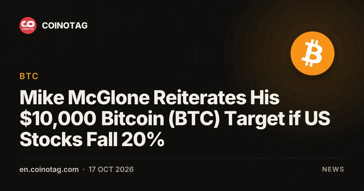 Mike McGlone Reiterates His $10,000 Bitcoin (BTC) Target if US Stocks Fall 20%