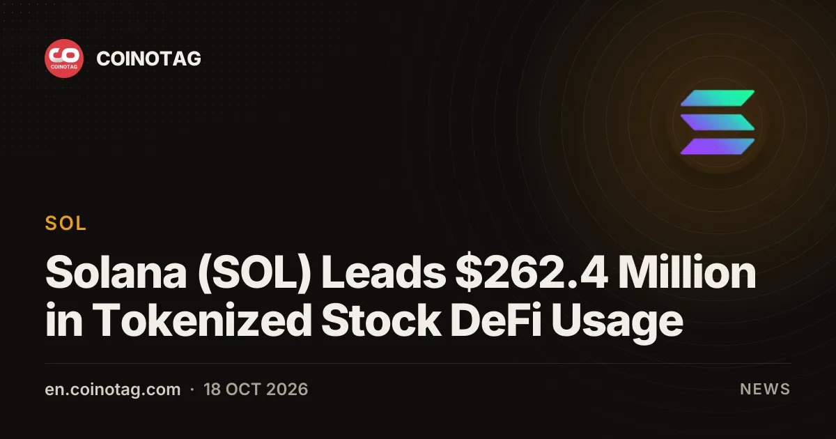 Solana (SOL) Leads $262.4 Million in Tokenized Stock DeFi Usage