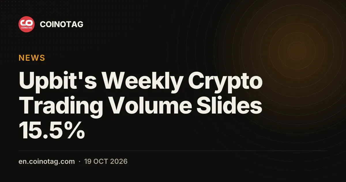 Upbit's Weekly Crypto Trading Volume Slides 15.5%