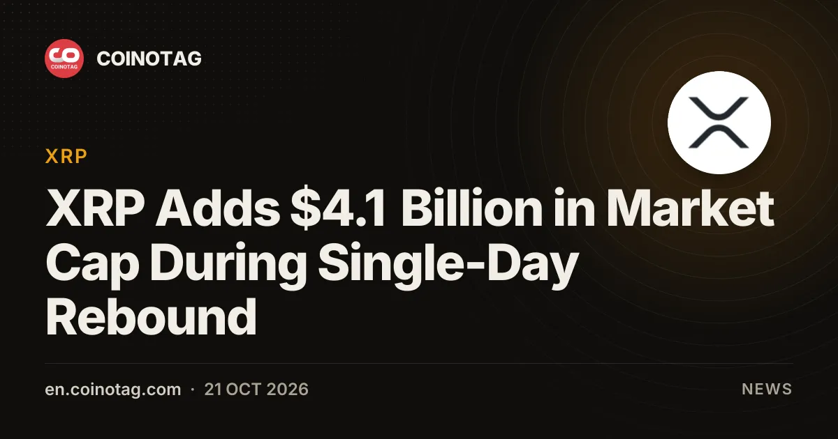 XRP Adds $4.1 Billion in Market Cap During Single-Day Rebound
