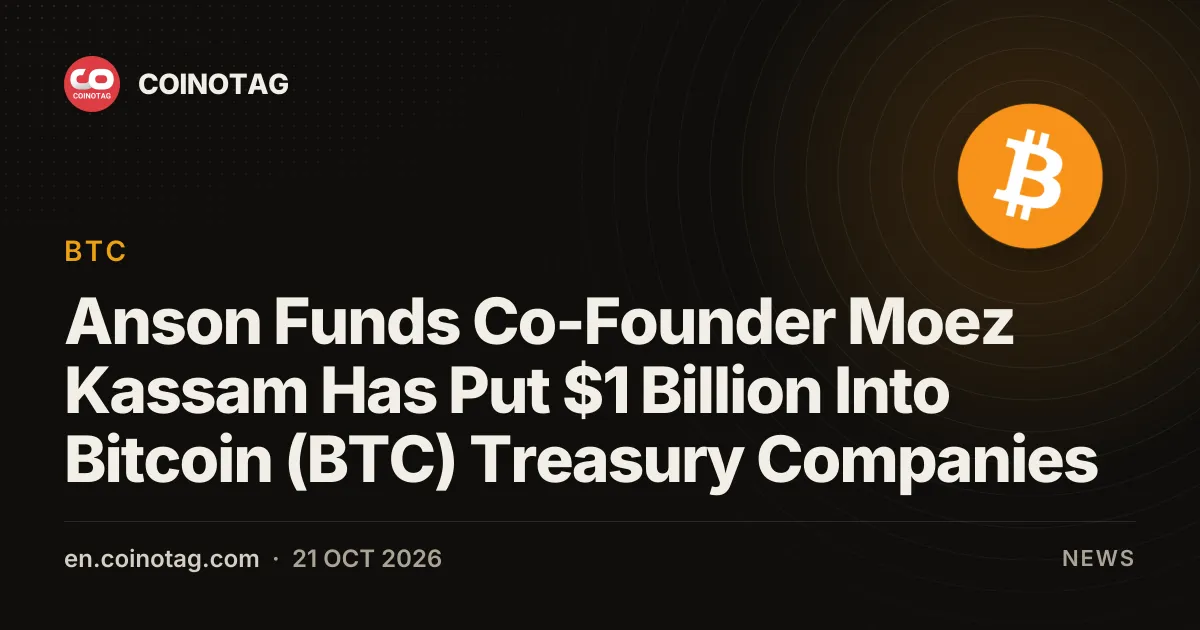 Anson Funds Co-Founder Moez Kassam Has Put $1 Billion Into Bitcoin (BTC) Treasury Companies