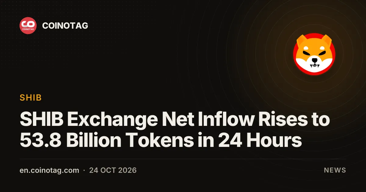 SHIB Exchange Net Inflow Rises to 53.8 Billion Tokens in 24 Hours