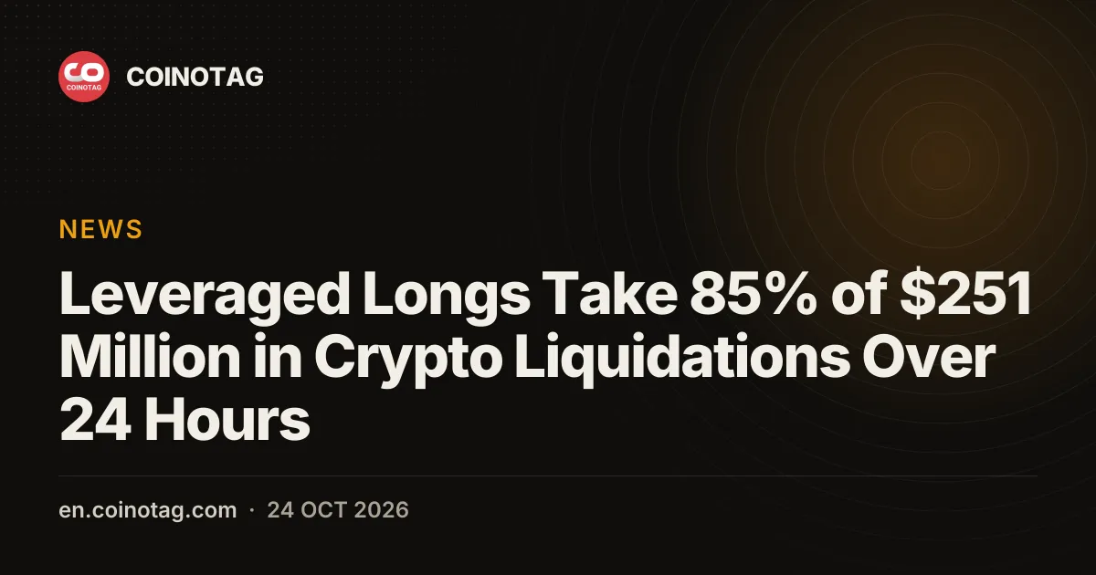 Leveraged Longs Take 85% of $251 Million in Crypto Liquidations Over 24 Hours
