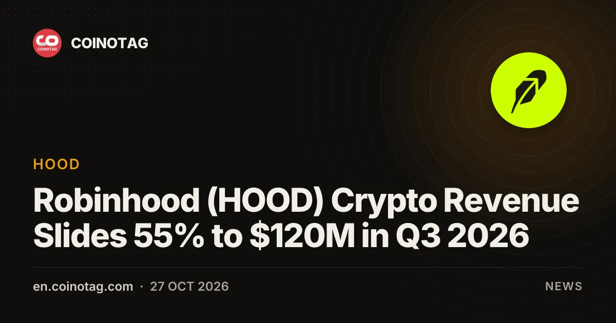 Robinhood (HOOD) Crypto Revenue Slides 55% to $120M in Q3 2026
