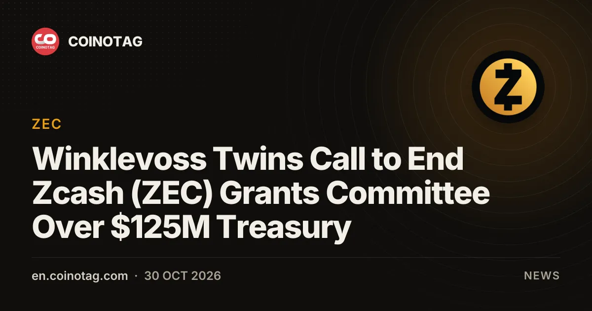 Winklevoss Twins Call to End Zcash (ZEC) Grants Committee Over $125M Treasury