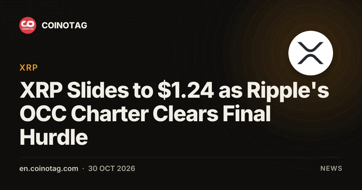 XRP Slides to $1.24 as Ripple's OCC Charter Clears Final Hurdle