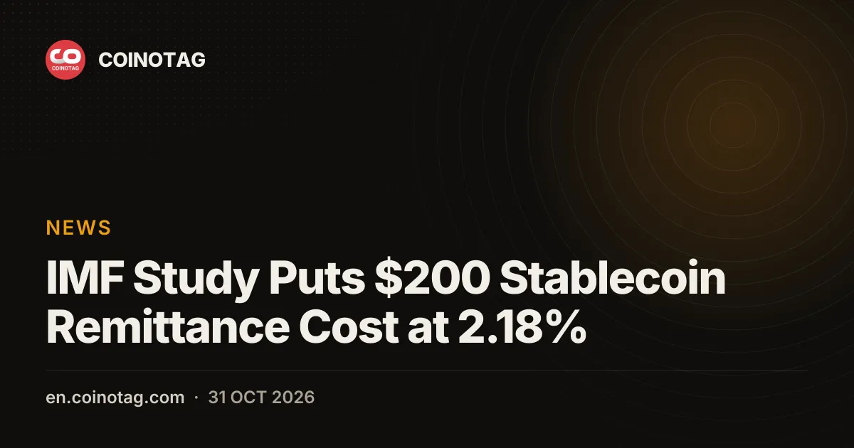IMF Study Puts $200 Stablecoin Remittance Cost at 2.18%
