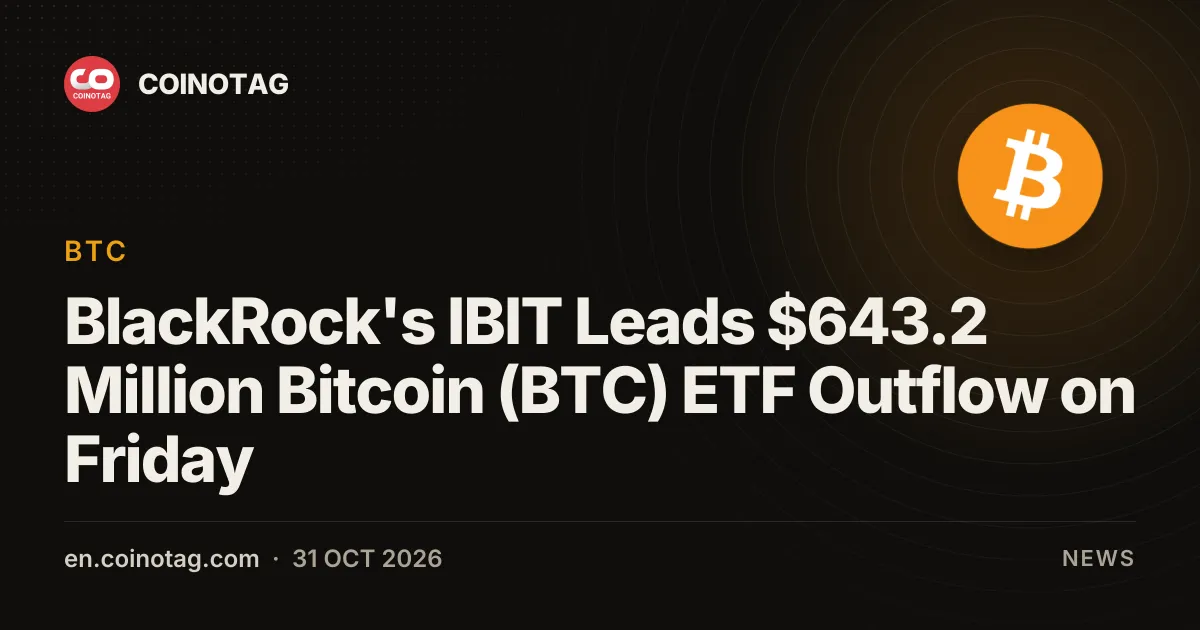 BlackRock's IBIT Leads $643.2 Million Bitcoin (BTC) ETF Outflow on Friday