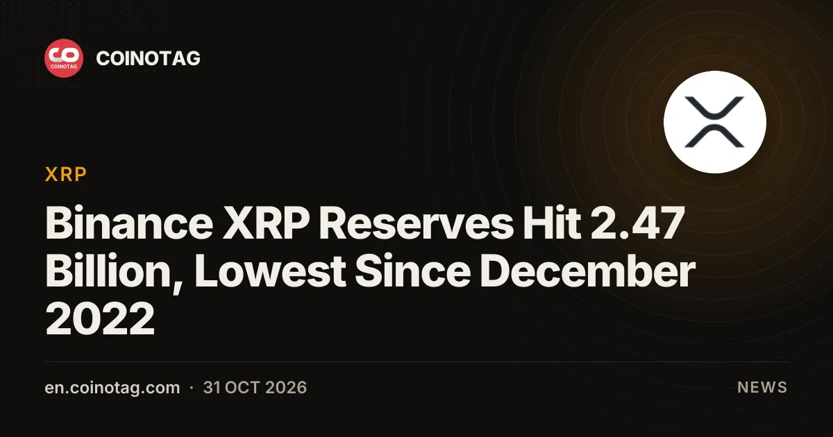 Binance XRP Reserves Hit 2.47 Billion, Lowest Since December 2022
